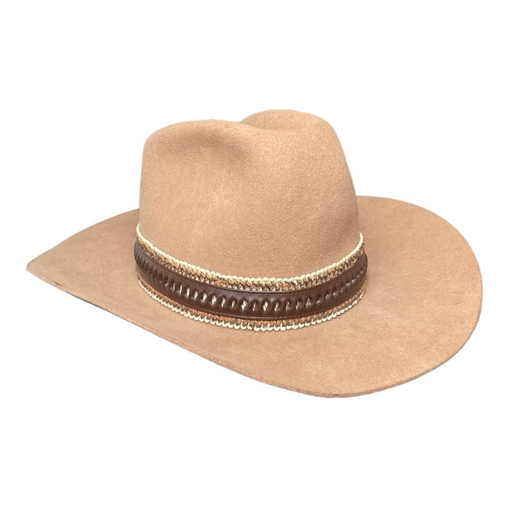 Vintage Retro Cool Sears Western Cowboy  Brown Hat 7 3/8  With Feather